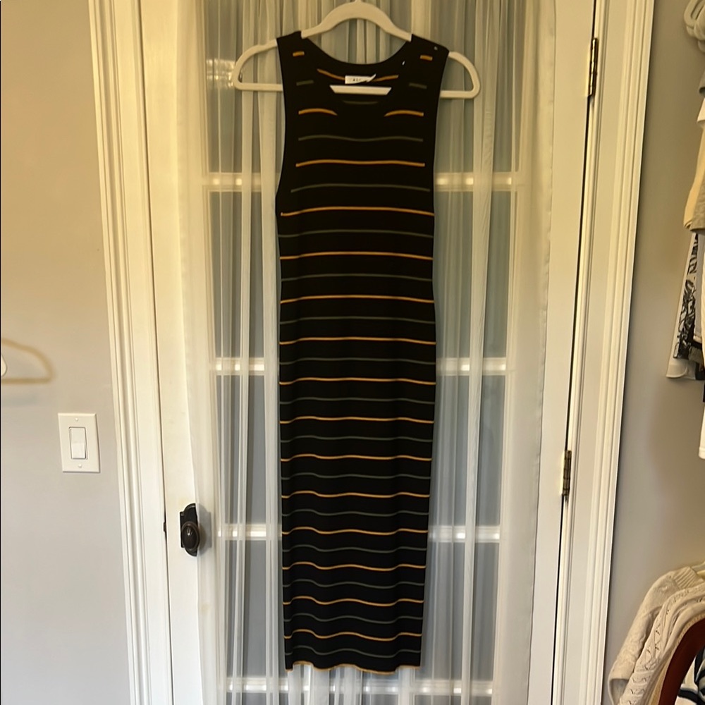 A.L.C. Striped Black, Yellow and Green Sleeveless Dress
